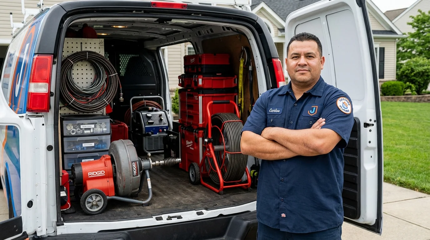 Professional drain cleaning equipment and Johns Plumbing LLC plumber in Westerville